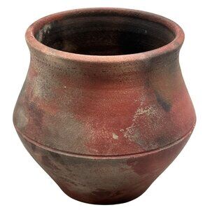 Vintage 1991 Morelli Workman Handmade Pottery Vase Red Brown 4"x4" Used READ